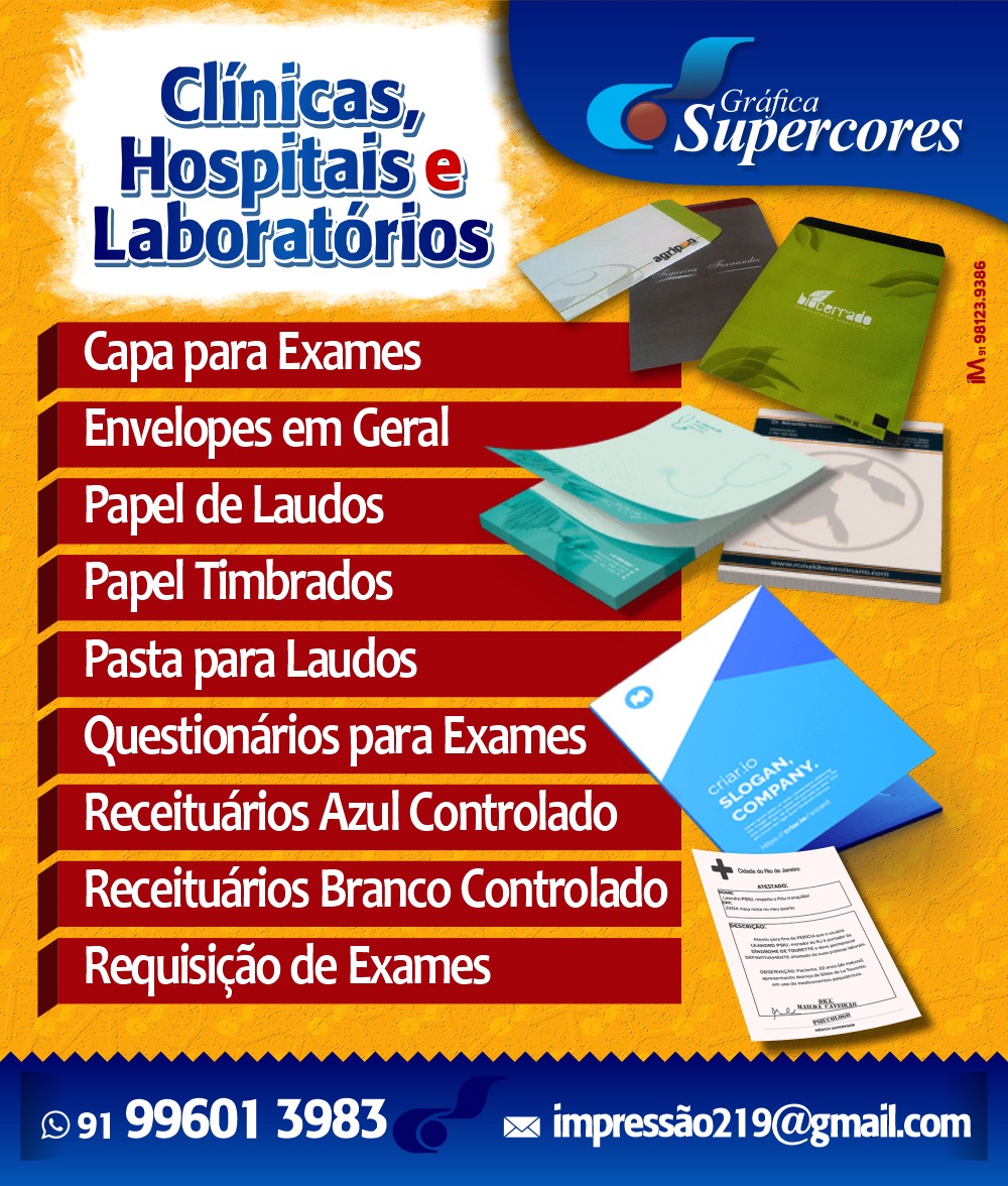 Impressos para clínicas, hospitais e laboratórios